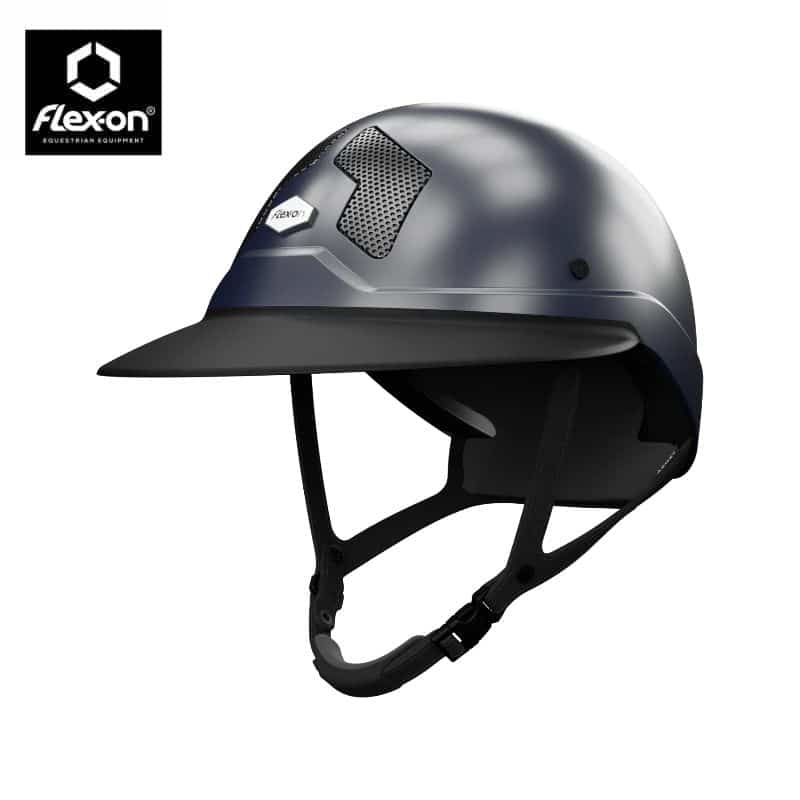 Casque d'équitation Armet Angel marine mat jugulaire noir Flex-On Sellerie Equinoxe Shop Fuveau