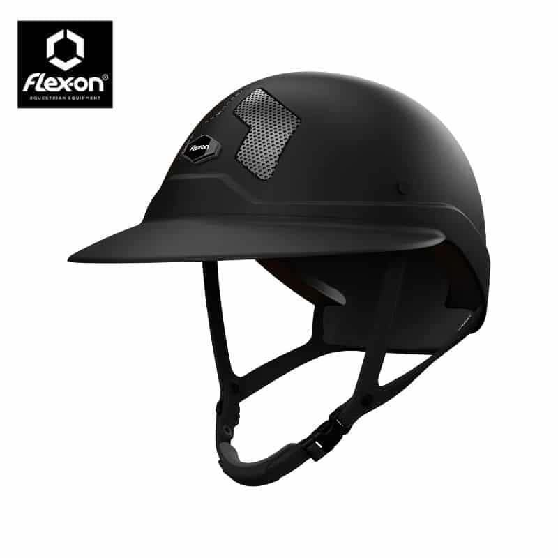 Casque d'équitation Armet Angel noir jugulaire noir Flex-On Sellerie Equinoxe Shop Fuveau