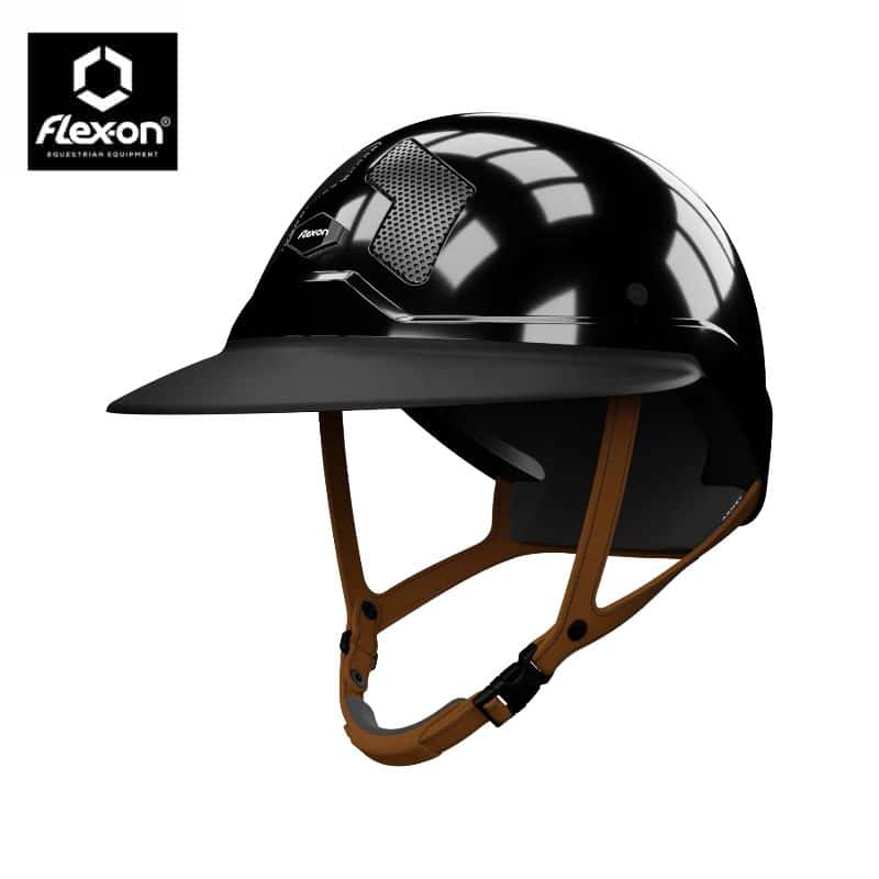 Casque d'équitation Armet Star Angel noir jugulaire marron Flex-On Sellerie Equinoxe Shop Fuveau