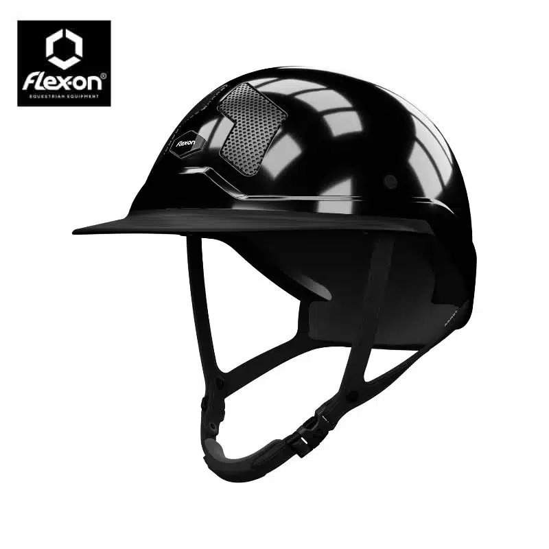 Casque d'équitation Armet Star noir jugulaire noir Flex-On Sellerie Equinoxe Shop Fuveau
