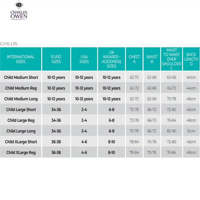 Guide des tailles Gilet de protection Level 3 KONTOR BODY PROTECTOR CHILD BETA 3 CCE et cross Sellerie Equinoxe Shop