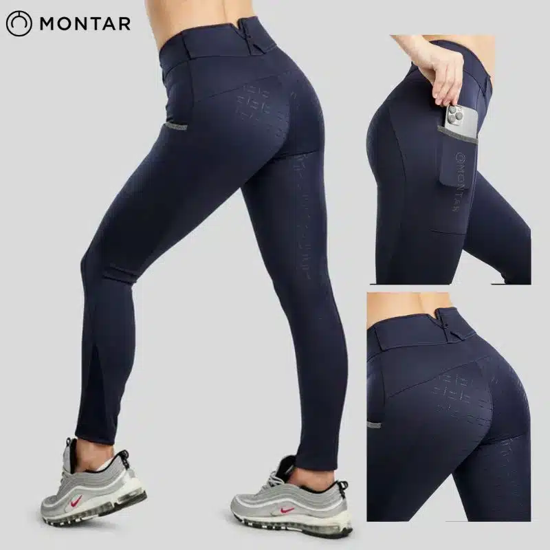 Pantalon d'équitation Legging MOGLORIA MARINE CAVIAR TAPE HYBRID PULL-ON LIGHT SILVER GREY MONTAR SELLERIE EQUINOXE SHOP