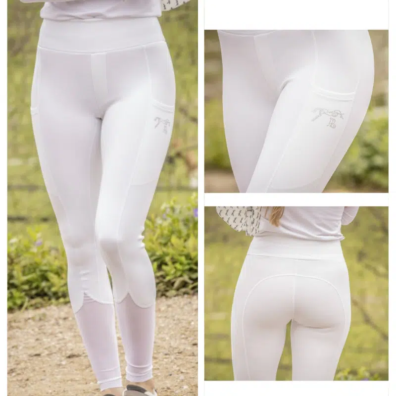 Pantalon d'équitation Legging PULL ON DELPHE BLANC Pénélope Collections Sellerie Equinoxe Shop Fuveau