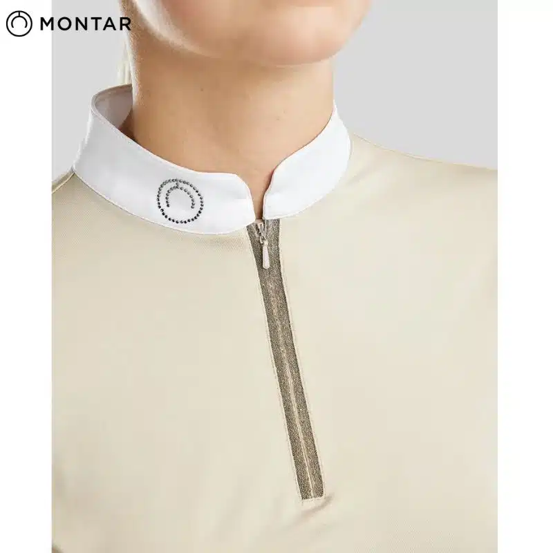 Polo de concours MOGLORIA CAVIAR TAPE COMPETITION SHIRT LIGHT SILVER GREY MONTAR BY SELLERIE EQUINOXE SHOP FUVEAU