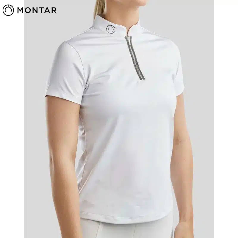 Polo de concours MOGLORIA CAVIAR TAPE COMPETITION SHIRT WHITE blanc Montar Sellerie Equinoxe Shop Fuveau