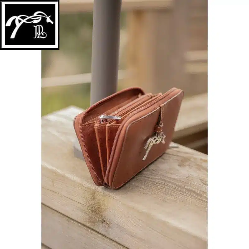 Porte-feuille Vittoria rectangulaire cuir cognac Pénélope Store Sellerie Equinoxe Shop Fuveau