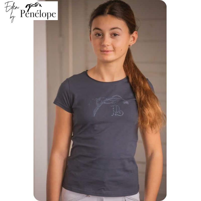 T shirt iconic marine strass EDEN BY PENELOPE 980402 fille équitation enfant 988815 EDEN BY PENELOPE COLLECTION SELLERIE EQUINOXE SHOP FUVEAU