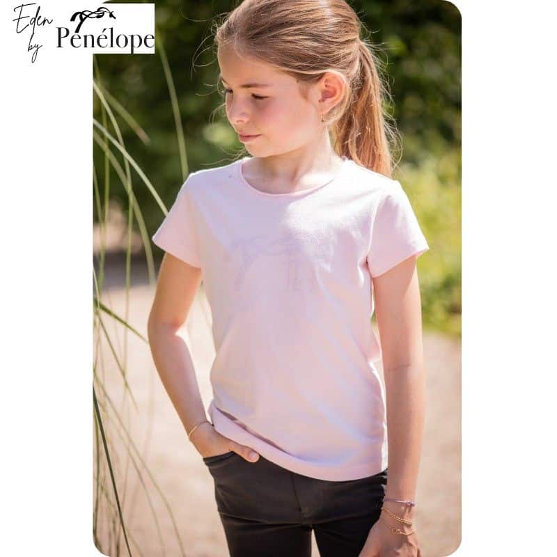 T shirt iconic rose strass EDEN BY PENELOPE 980402 fille équitation enfant 988815 EDEN BY PENELOPE COLLECTION SELLERIE EQUINOXE SHOP FUVEAU
