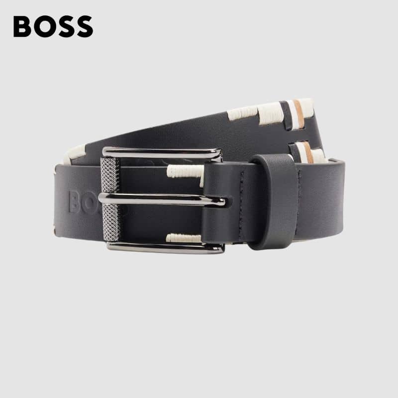 CEINTURE D’ÉQUITATION EN CUIR À RAYURES EMBLÉMATIQUES BRODÉES À LA MAIN Hugo Boss Equestrian SS25 by Sellerie Equinoxe Shop