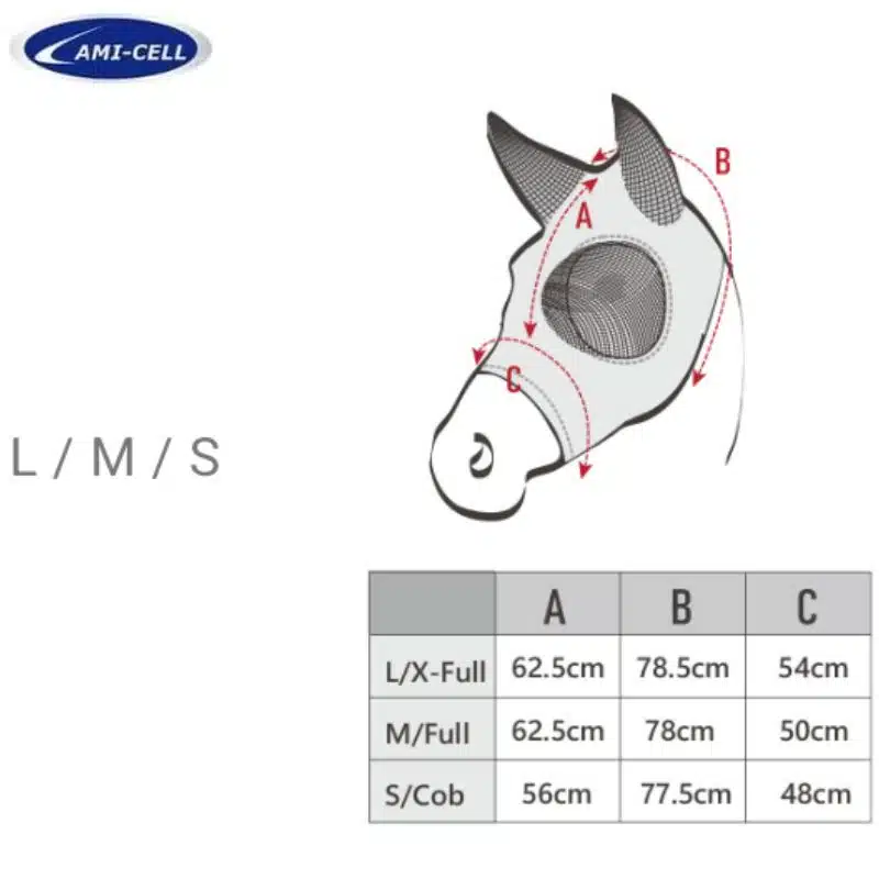 Guide des tailles MASQUE ANTI-MOUCHES LAMI CELL TITANIUM COME BEST Sellerie Equinoxe Shop