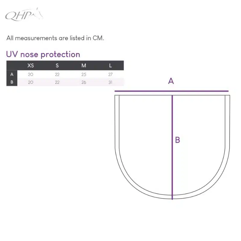 Guide des tailles Protection de nez anti UV QHP SS25 Sellerie Equinoxe Shop Fuveau