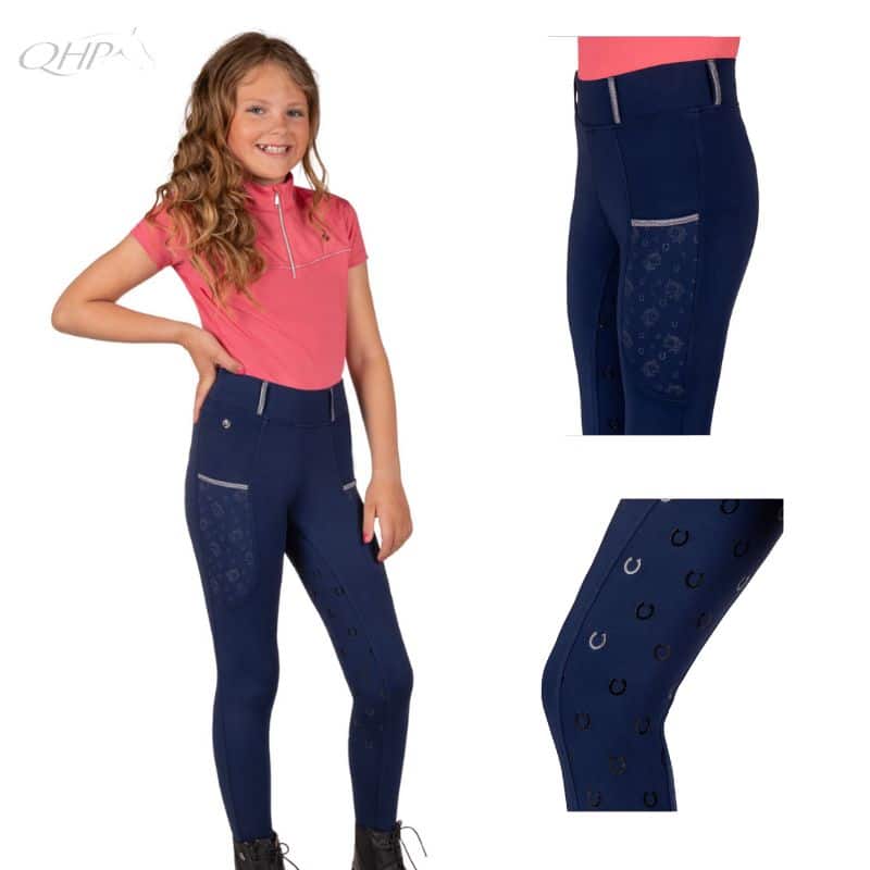 Legging d'équitation Jaily Junior full grip marine QHP SS25 Sellerie Equinoxe Shop Fuveau