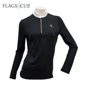Polo De Concours ANDRIA Dame Manches longues noir SS25 FLAGS & CUP Sellerie Equinoxe Shop Fuveau