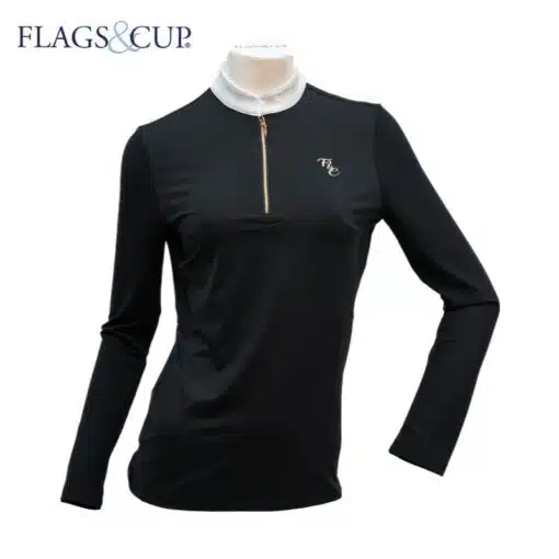 Polo De Concours ANDRIA Dame Manches longues noir SS25 FLAGS & CUP Sellerie Equinoxe Shop Fuveau