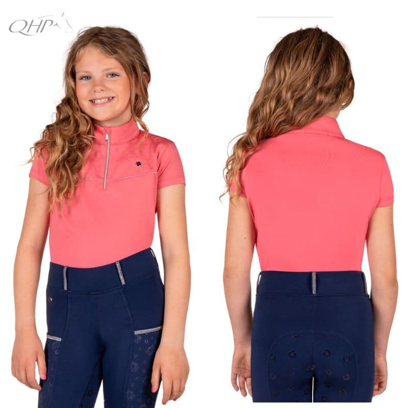 Polo d'équitation Jaily Junior rose QHP SS25 Sellerie Equinoxe Shop Fuveau
