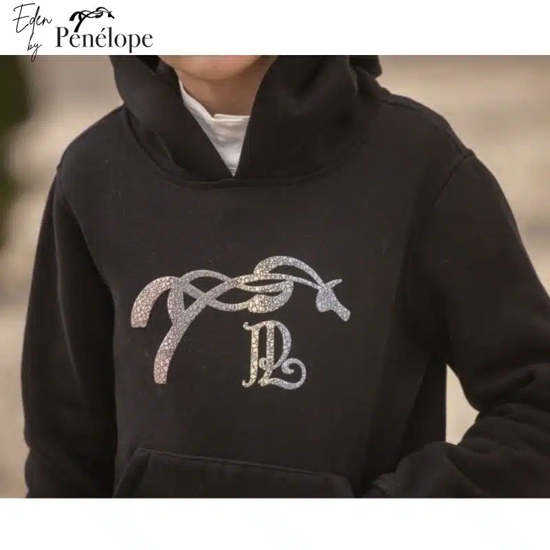 Sweat à capuche Funny noir pailleté EDEN BY PENELOPE Sellerie Equinoxe Shop Fuveau