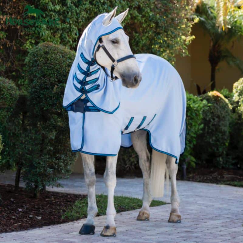 Chemise anti-mouches Anti UV AMIGO BUG RUG AZURE BLUE BLACK WHITE & BLUE Horseware Sellerie Equinoxe Shop
