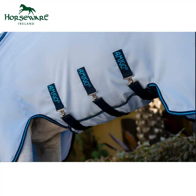 Chemise anti-mouches Anti UV AMIGO BUG RUG AZURE BLUE BLACK WHITE & BLUE bleu Horseware Sellerie Equinoxe Shop