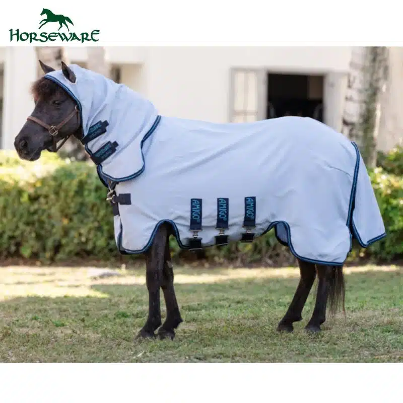 Chemise anti-mouches Anti UV AMIGO PETITE BUG RUG AZURE BLUE BLACK WHITE & BLUE Horseware Sellerie Equinoxe Shop