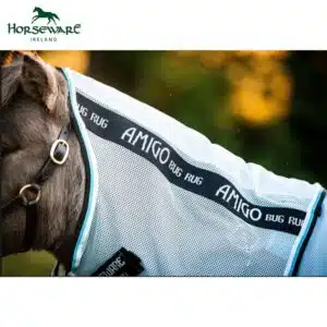 Chemise anti-mouches avec cou AMIGO PETITE BUG RUG AZURE BLUE BLACK WHITE & BLUE Horseware Sellerie Equinoxe Shop