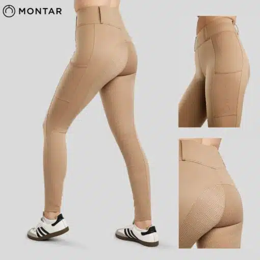 Legging MoElanie beige Pantalon d'équitation MoElanie Tights w. Lasercut Logo Fullgrip Dark Slate MONTAR SELLERIE EQUINOXE SHOP