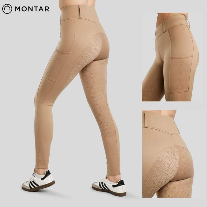 Legging MoElanie beige Pantalon d'équitation MoElanie Tights w. Lasercut Logo Fullgrip Dark Slate MONTAR SELLERIE EQUINOXE SHOP