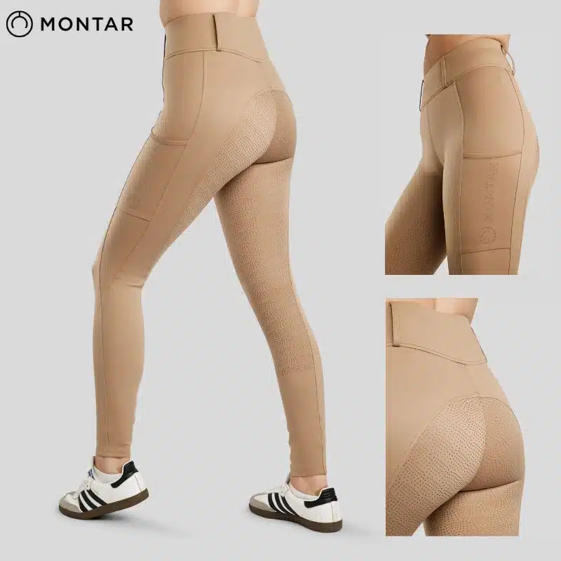 Legging MoElanie beige Pantalon d'équitation MoElanie Tights w. Lasercut Logo Fullgrip Dark Slate MONTAR SELLERIE EQUINOXE SHOP