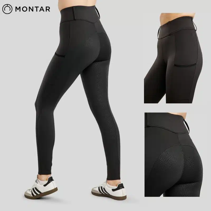 Legging MoElanie noir Pantalon d'équitation MoElanie Tights w. Lasercut Logo Fullgrip Dark Slate MONTAR SELLERIE EQUINOXE SHOP