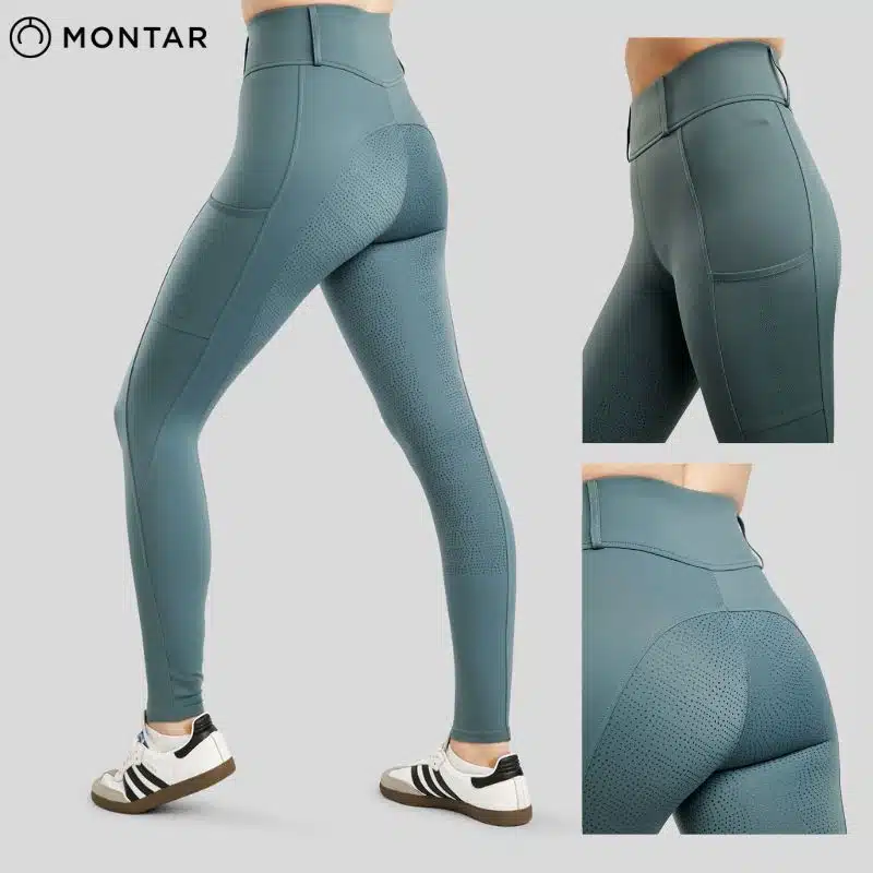 Pantalon d'équitation Legging MoElanie bleu MoElanie Tights w. Lasercut Logo Fullgrip Dark Slate MONTAR SELLERIE EQUINOXE SHOP