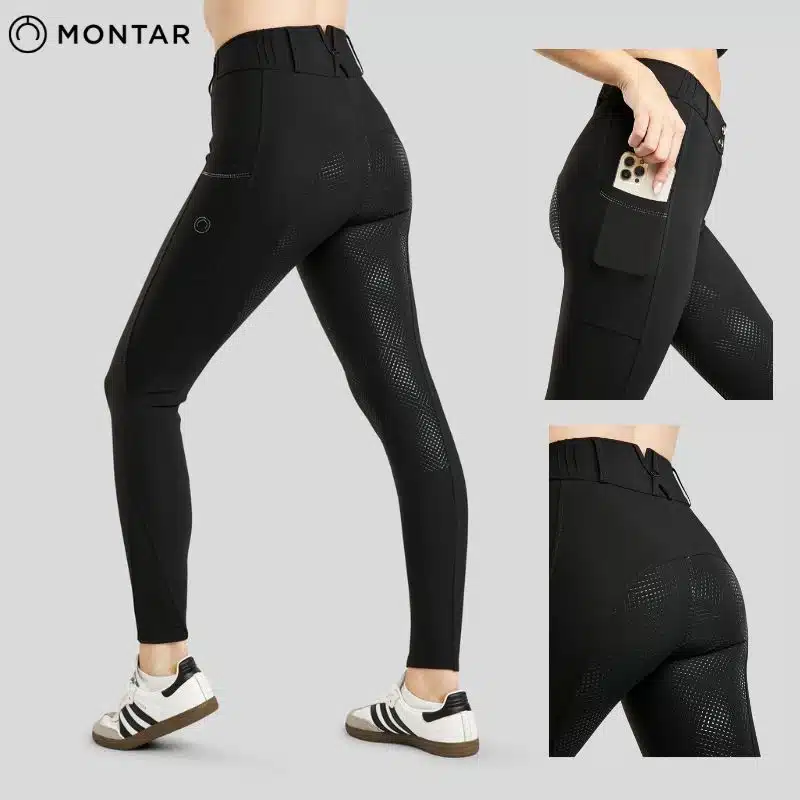 Pantalon d'équitation MoZuna Pintucks and Gun Metal Crystals Fullgrip BlackMONTAR SELLERIE EQUINOXE SHOP