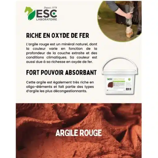 ARGILE ROUGE Circulation et décongestion membres cheval ESC LABORATOIRE Sellerie Equinoxe Shop Fuveau