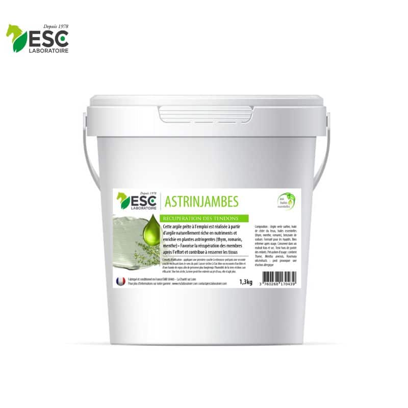 ASTRINJAMBES Argile cheval enrichie en huiles essentielles Récupération et engorgement tendons ESC LABORATOIRE Sellerie Equinoxe Shop Fuveau