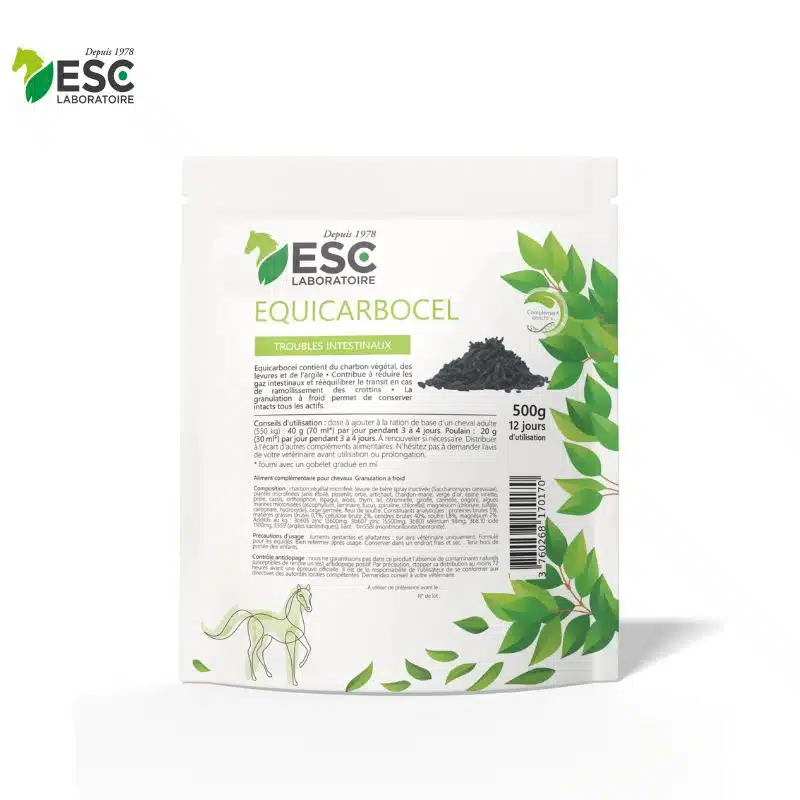 EQUICARBOCEL ESC LABORATOIRE charbon végétale troubles intestinaux Cheval Sellerie Equinoxe Shop Fuveau