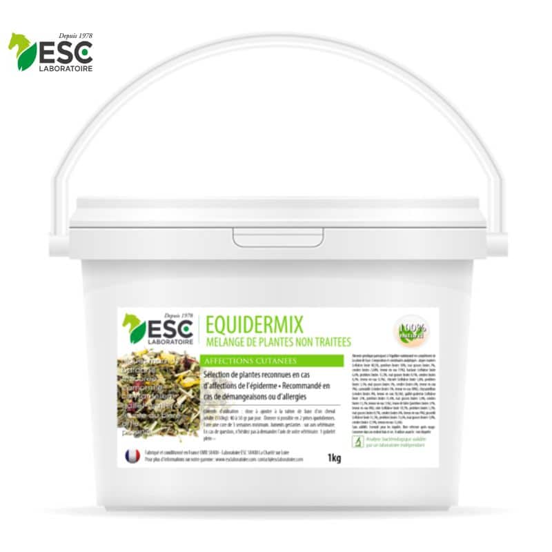 EQUIDERMIX Démangeaisons saisonnières cheval Mélange de plantes ESC LABORATOIRE Sellerie Equinoxe Shop Fuveau