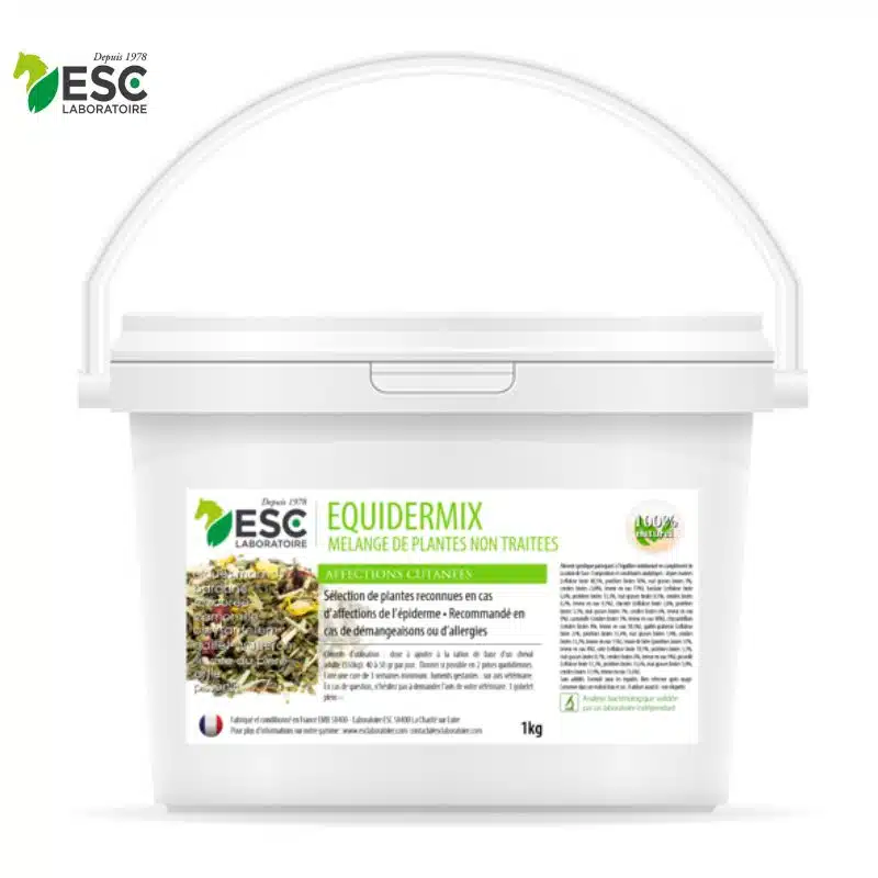 EQUIDERMIX Démangeaisons saisonnières cheval Mélange de plantes ESC LABORATOIRE Sellerie Equinoxe Shop Fuveau
