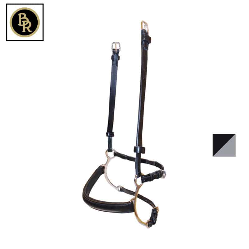 Muserolle demi-lune avec effet levier noir argent BR Sellerie Equinoxe Shop Fuveau
