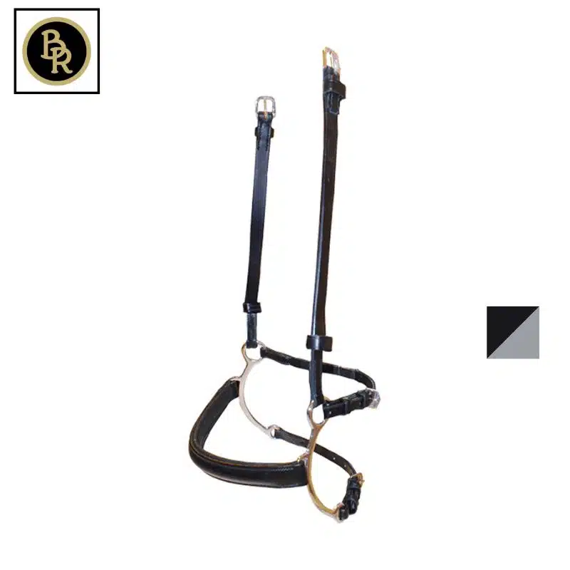 Muserolle demi-lune avec effet levier noir argent BR Sellerie Equinoxe Shop Fuveau