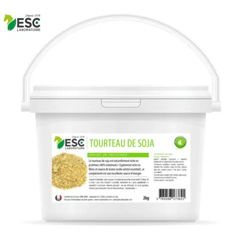 TOURTEAU DE SOJA sans OGM Apport en protéines et soutien énergétique pour chevaux ESC LABORATOIRE Sellerie Equinoxe ShopFuveau