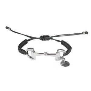 bracelet noir réglable mors argent Sellerie Equinoxe Shop Fuveau
