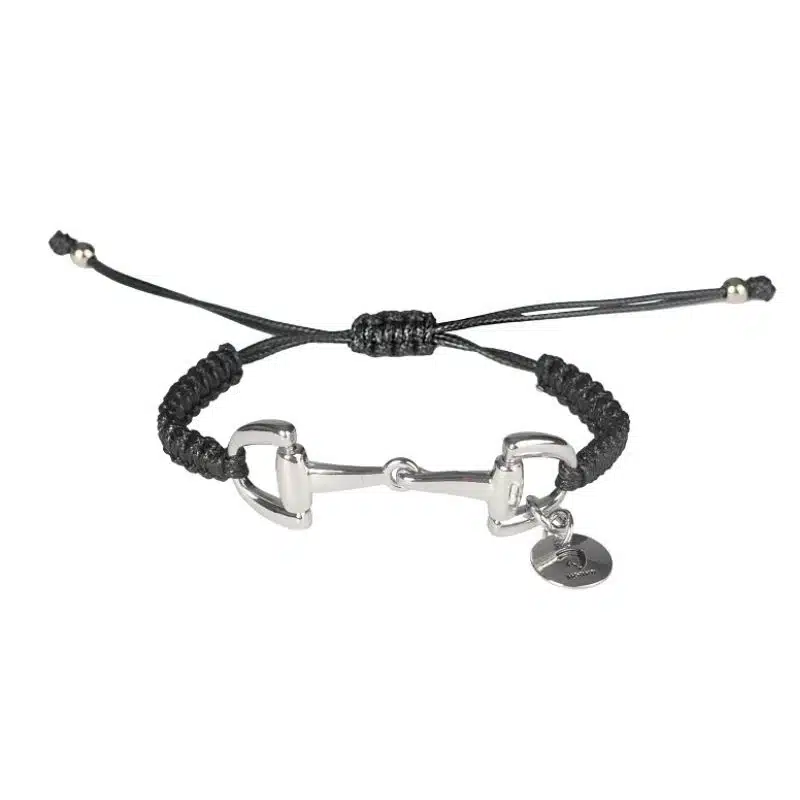 bracelet noir réglable mors argent Sellerie Equinoxe Shop Fuveau