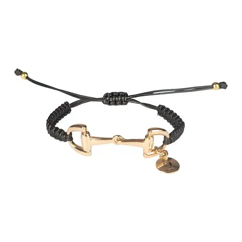 bracelet noir réglable mors doré Sellerie Equinoxe Shop Fuveau