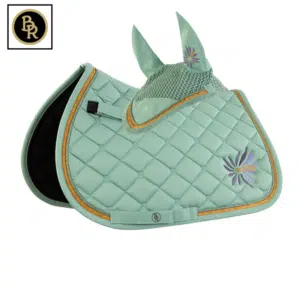 ensemble tapis et bonnet mini horse vert BR Sellerie Equinoxe Shop Fuveau