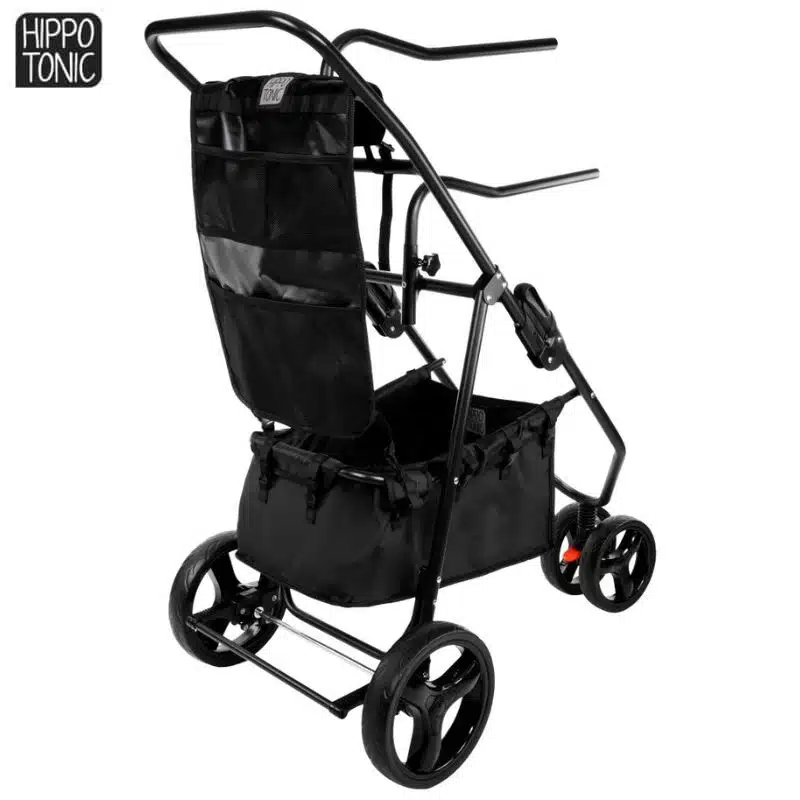 Chariot porte-selle Hippo-Tonic pliable noir double bras Sellerie Equinoxe Shop Fuveau
