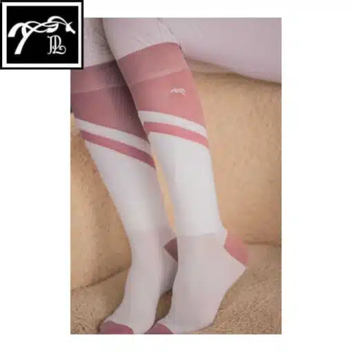 Chaussettes d'équitation Fun Rose Penelope store Sellerie Equinoxe Shop Fuveau blanc