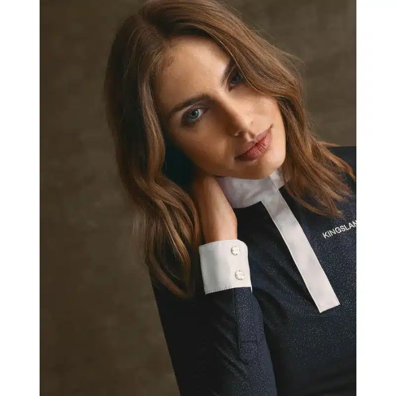 Polo de concours KLGloria marine tissu pailleté KINGSLAND Sellerie Equinoxe Fuveau