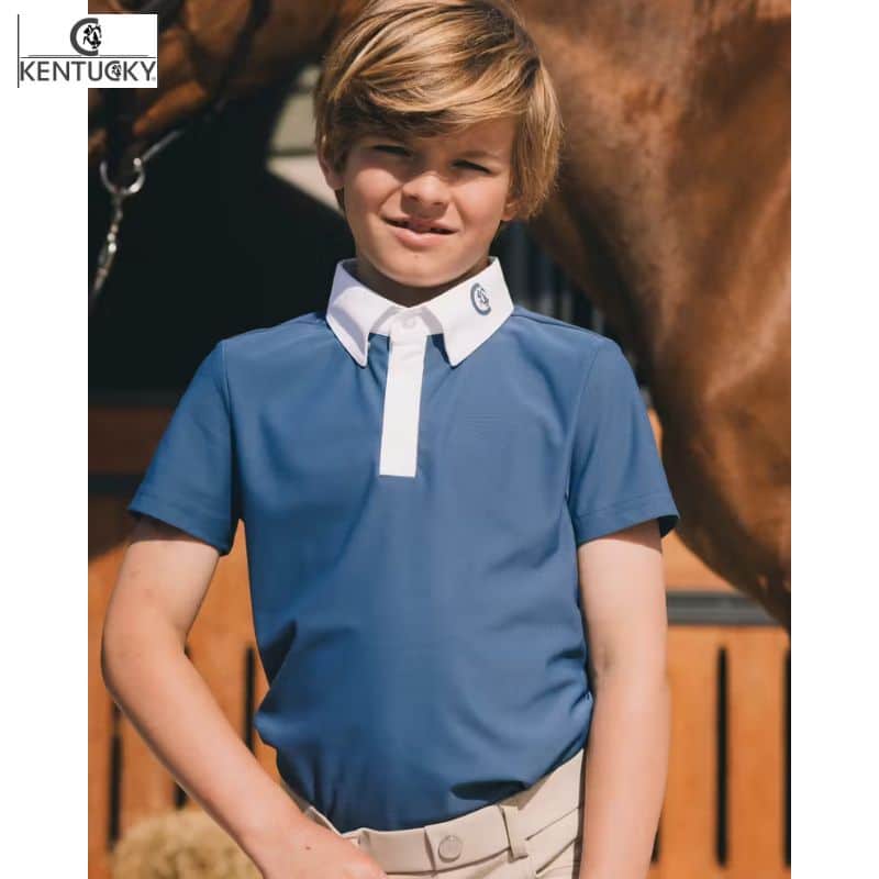 Polo de concours Osaka garçon bleu marine Kentucky Horsewear Sellerie Equinoxe-Shop Fuveau