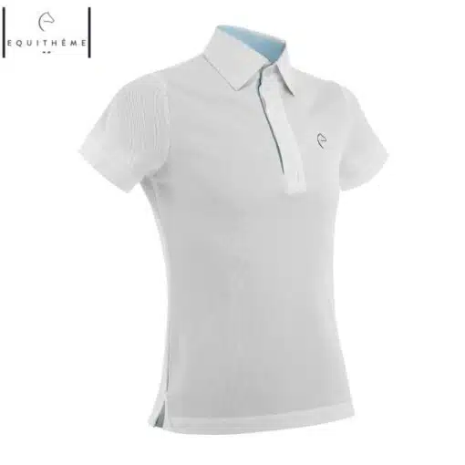 Polo de concours enfant garçon Eddy blanc EQUITHÈME Sellerie Equinoxe Shop Fuveau