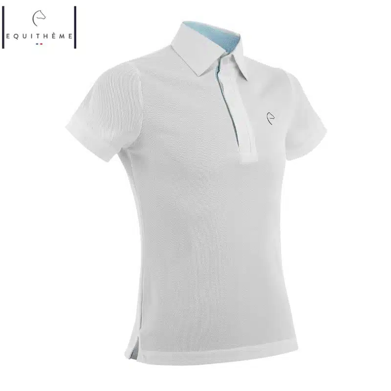 Polo de concours enfant garçon Eddy blanc EQUITHÈME Sellerie Equinoxe Shop Fuveau