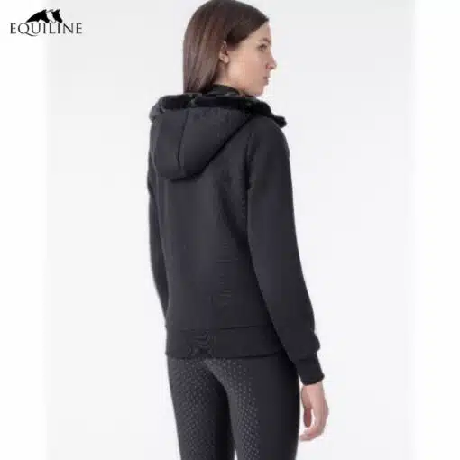 Sweat zippé à capuche Equiline EW324PR09868 noir Sellerie Equinoxe Fuveau