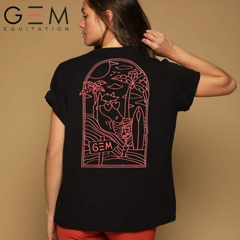 T-Shirt noir SS25 GEM EQUITATION sellerie équinoxe shop fuveau
